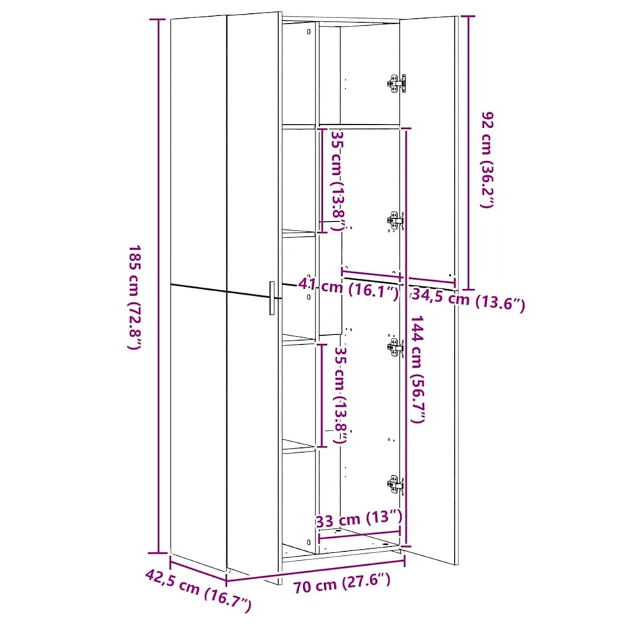 Armoire de rangement 2 pcs Chêne noir 70 x 42,5 x 185 cm - 13