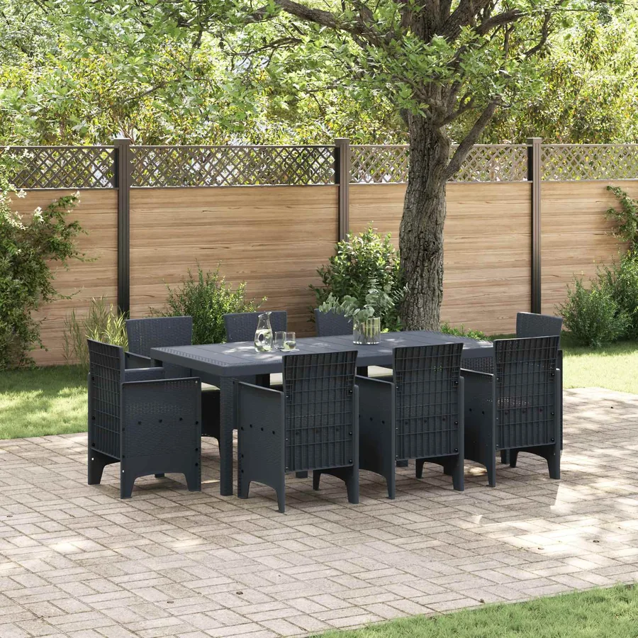 Ensemble de salle à manger pour jardin 9 pcs Anthracite