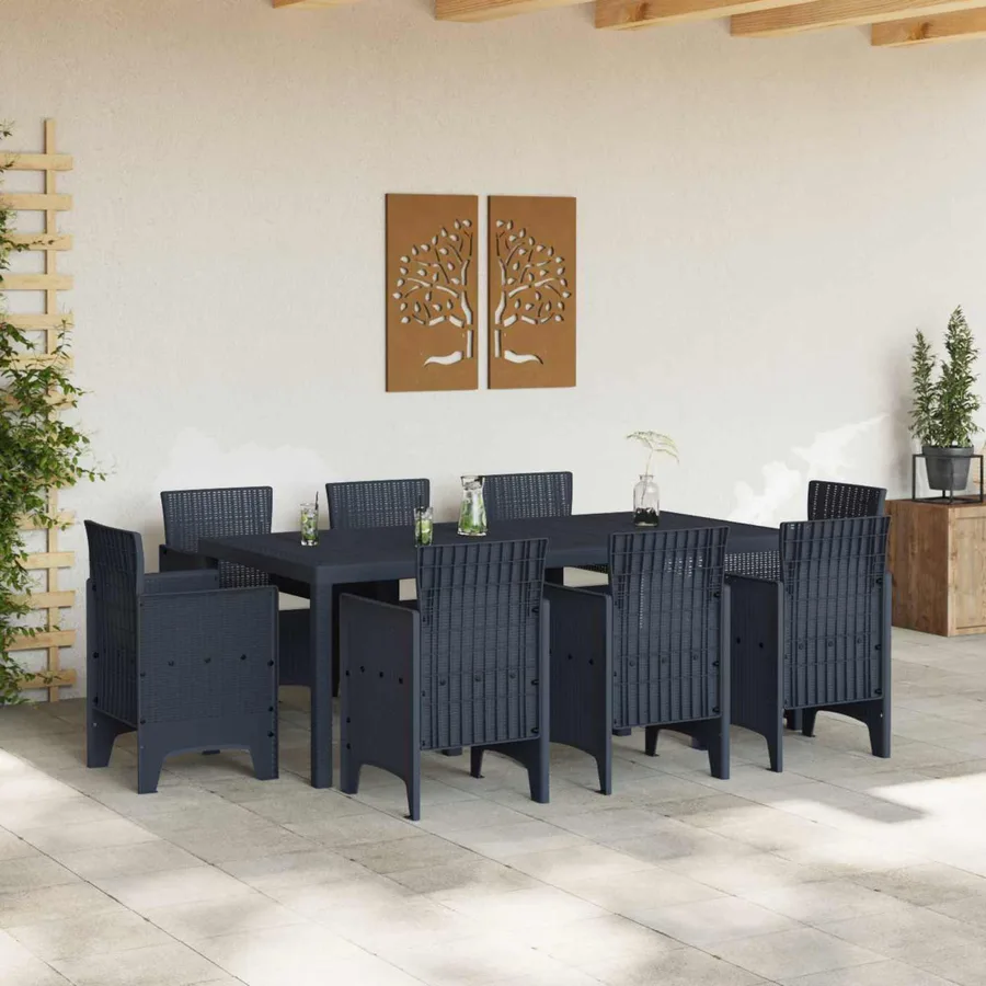 Ensemble de salle à manger pour jardin 9 pcs Anthracite - 3