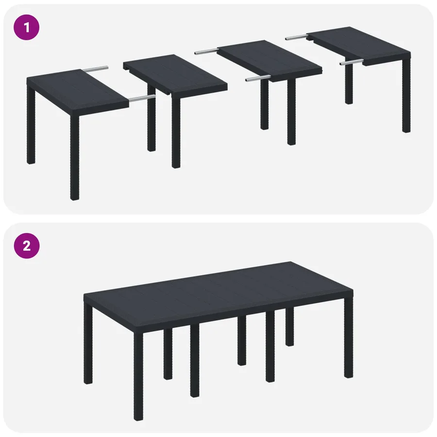 Ensemble de salle à manger pour jardin 9 pcs Anthracite - 8