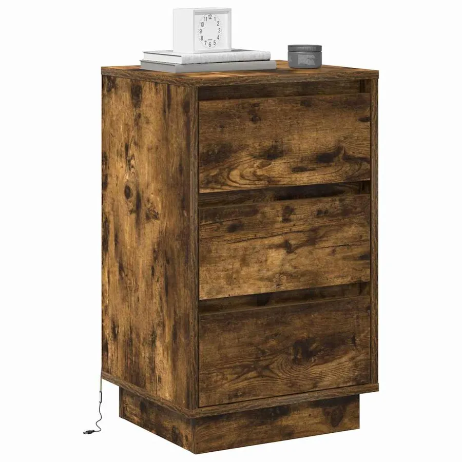 Cabinet de chevet avec tiroir Chêne fumé 39 x 34,5 x 65 cm - 3