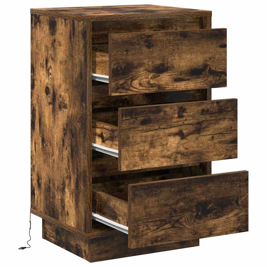 Cabinet de chevet avec tiroir Chêne fumé 39 x 34,5 x 65 cm - 6
