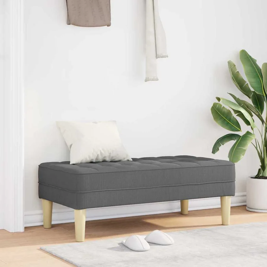 banc avec coussin Gris foncé 113 x 57 x 39 cm tissu