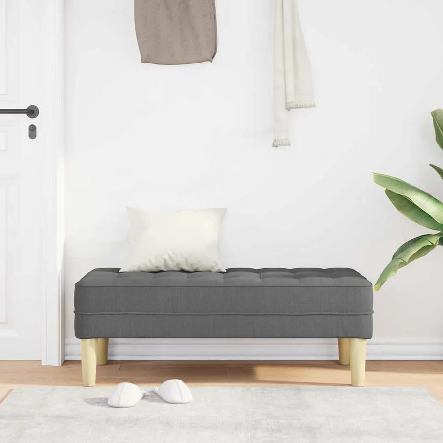 banc avec coussin Gris foncé 113 x 57 x 39 cm tissu - 3