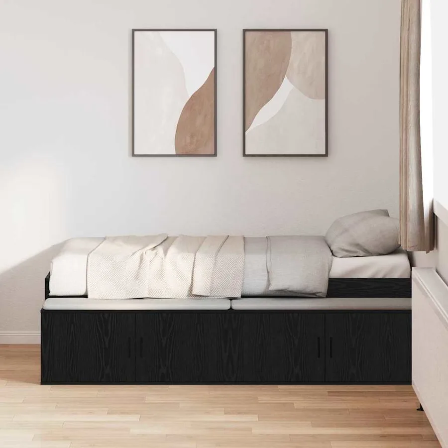 Cadre de lit Chêne noir 80 x 200 cm Bois d'ingénierie - 3