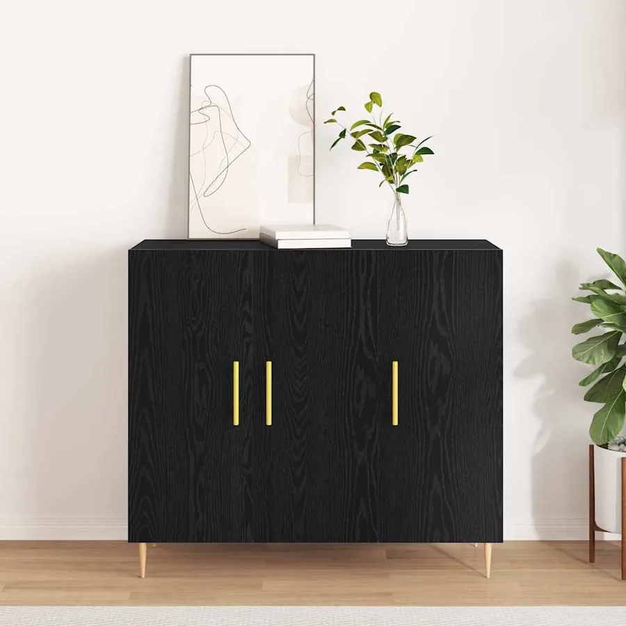 Buffet Chêne noir 90 x 34 x 80 cm Bois d'ingénierie