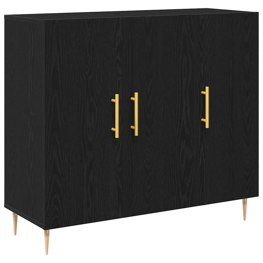 Buffet Chêne noir 90 x 34 x 80 cm Bois d'ingénierie - 2