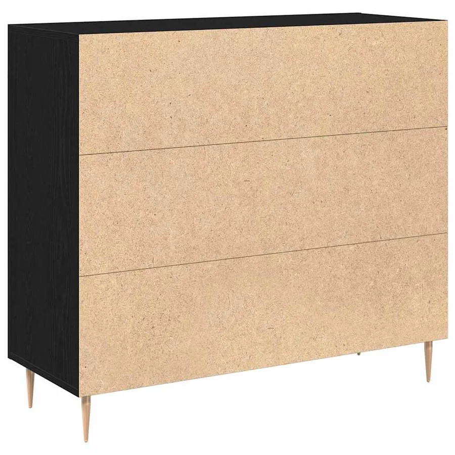 Buffet Chêne noir 90 x 34 x 80 cm Bois d'ingénierie - 5