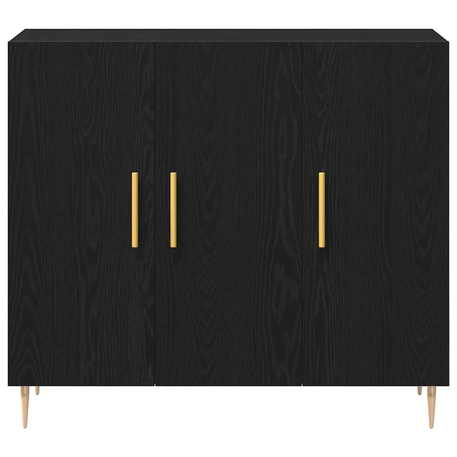 Buffet Chêne noir 90 x 34 x 80 cm Bois d'ingénierie - 6