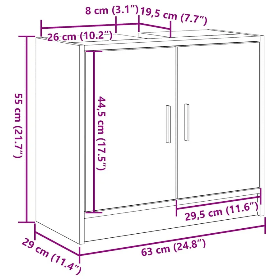 Cabinet de salle de bain Chêne artisanal 63 x 29 x 55 cm - 15