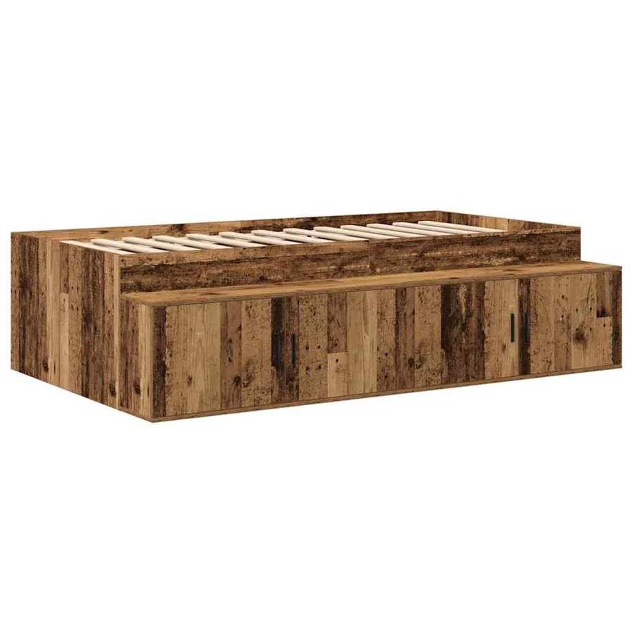 Cadre de lit avec rangement Bois Ancien 80 cm Bois d'ingénierie - 6