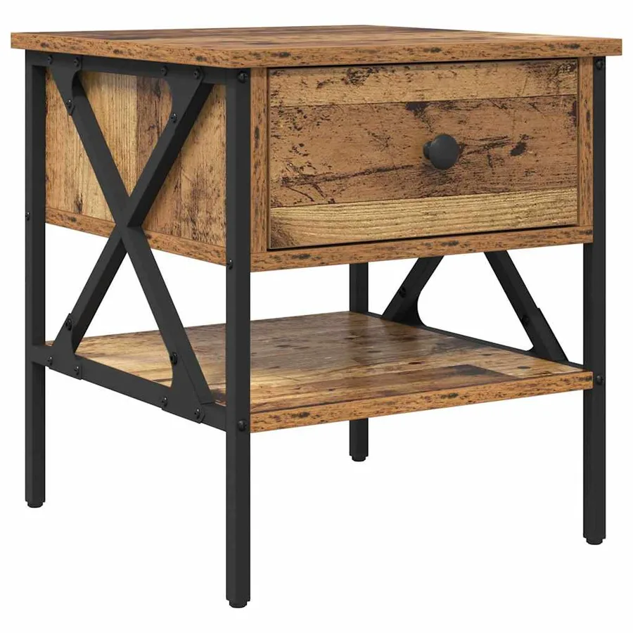 Table de chevet avec tiroir 2 pcs Bois ancien 40 x 42 x 45 cm - 5