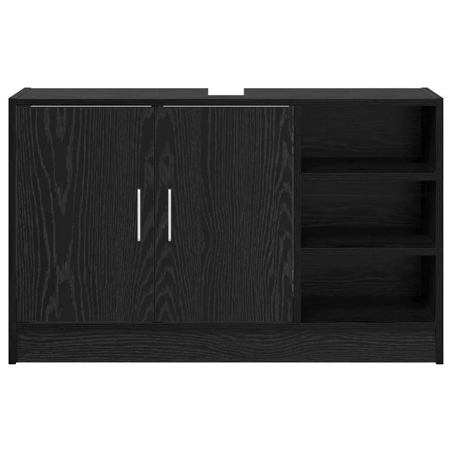 Cabinet de salle de bain avec porte Chêne noir 90 x 29 x 55 cm - 6