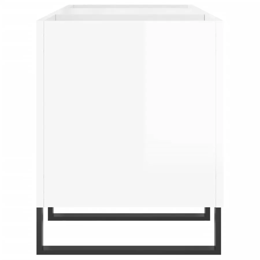 Armoire à disques blanc brillant 121x38x48 cm bois d'ingénierie - 5
