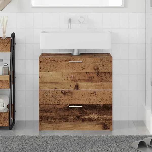 Cabinet de salle de bain avec porte Bois Ancien 59 x 37 x 59 cm