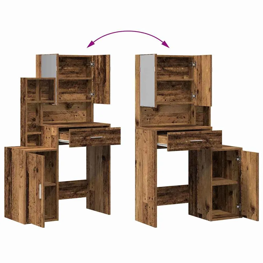 Table de Toilette avec tiroir Bois ancien 80 x 35 x 132 cm - 11