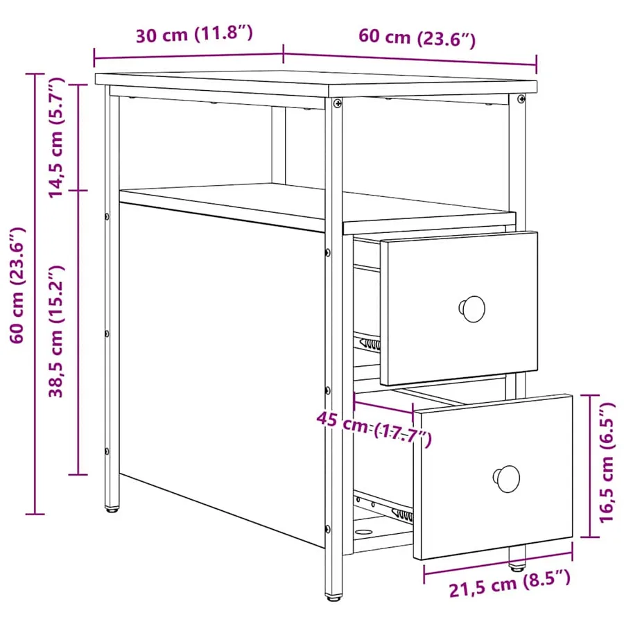 Cabinet de chevet Chêne noir 30 x 60 x 60 cm Bois d'ingénierie - 12