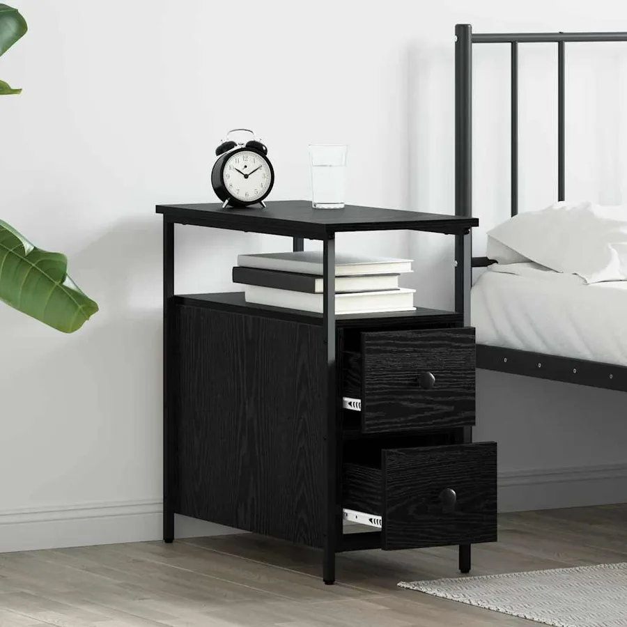 Cabinet de chevet Chêne noir 30 x 60 x 60 cm Bois d'ingénierie - 4