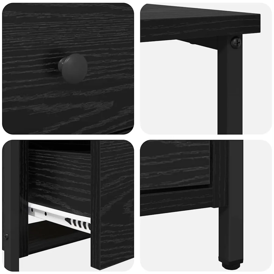 Cabinet de chevet Chêne noir 30 x 60 x 60 cm Bois d'ingénierie - 9
