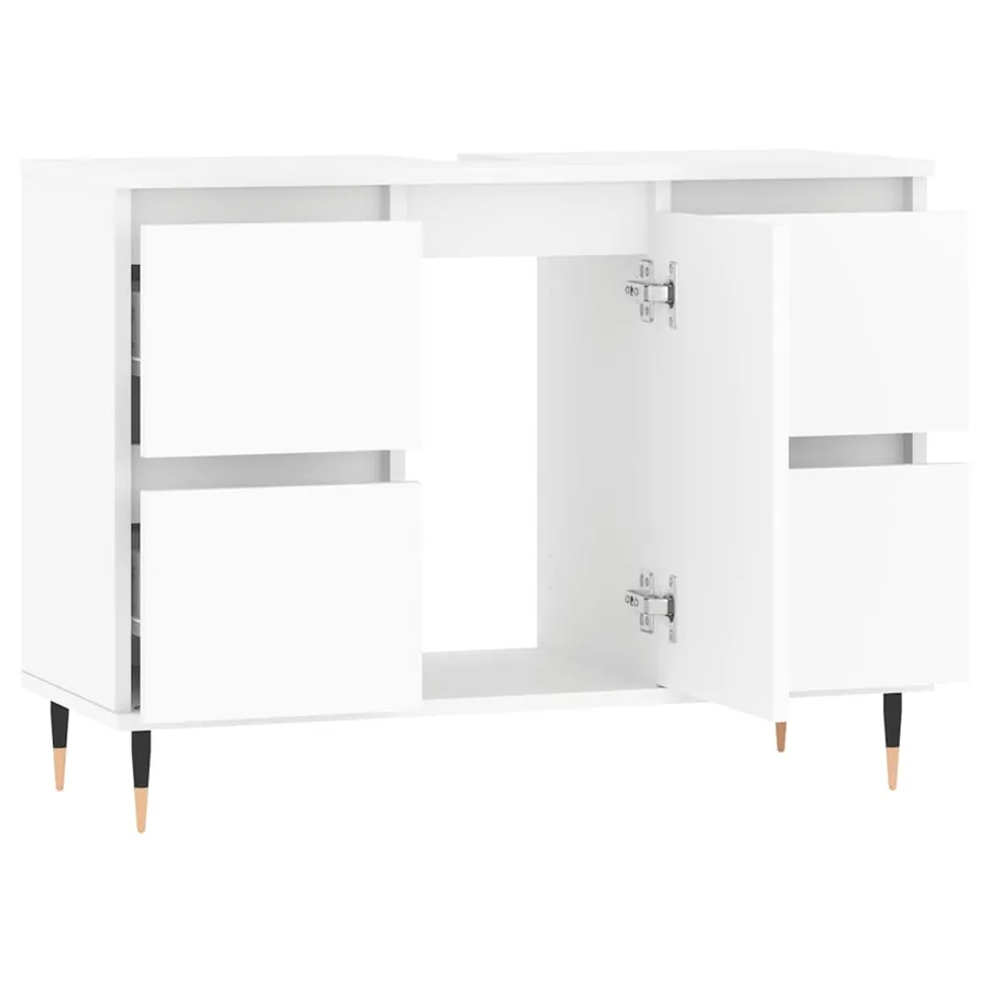 Armoire de salle de bain blanc 80x33x60 cm bois d'ingénierie - 4