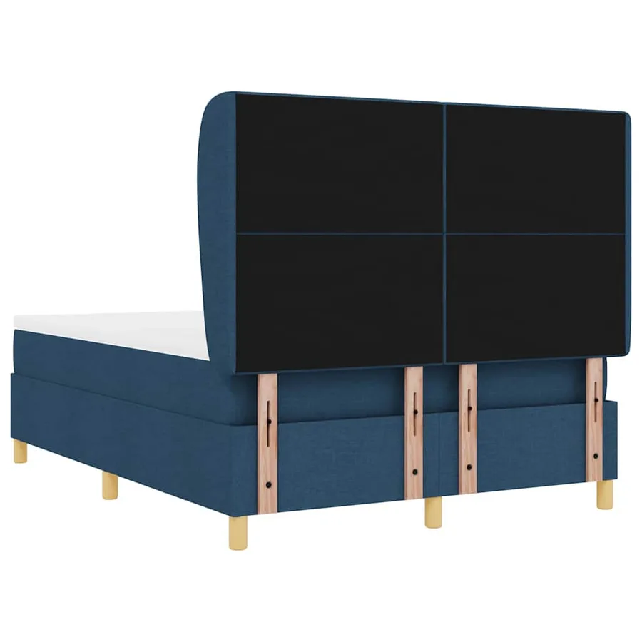 Lit à ressorts avec tête de lit Bleu 200 x 160 cm tissu - 9