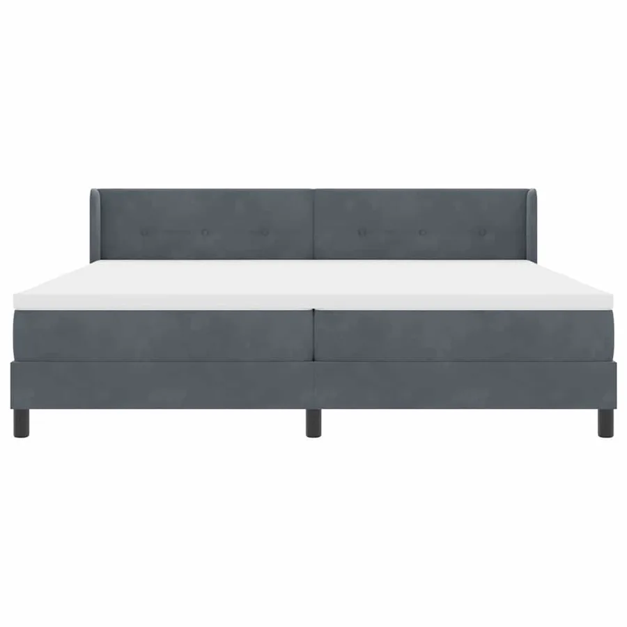 Lit à ressorts avec tête de lit Gris foncé 200 x 200 cm Velours - 7