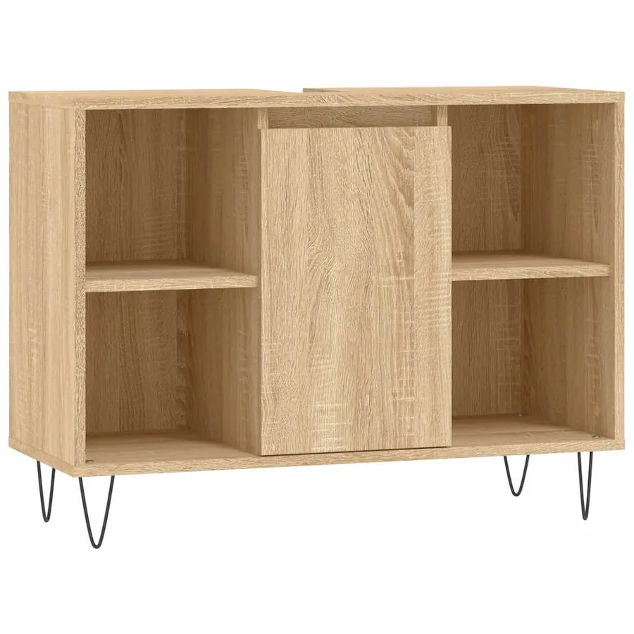Armoire salle de bain chêne sonoma 80x33x60cm bois d'ingénierie - 2