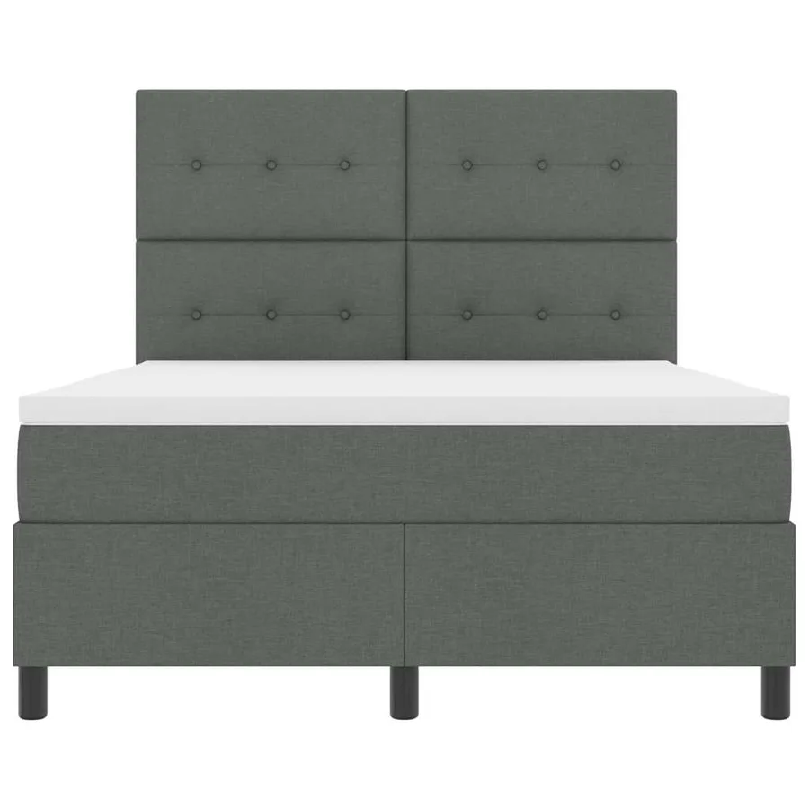 Lit à ressorts avec tête de lit Gris foncé 160 x 200 cm tissu - 7