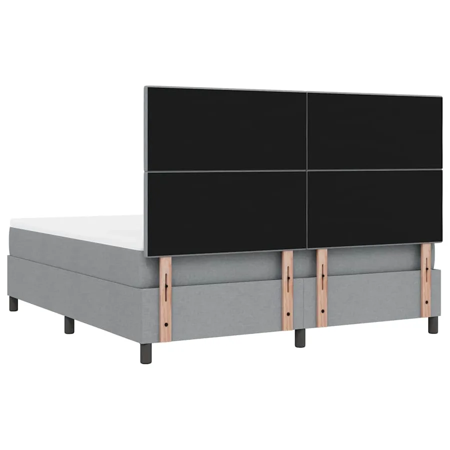 Lit à ressorts avec bandes LED Gris clair 180 x 200 cm tissu - 10