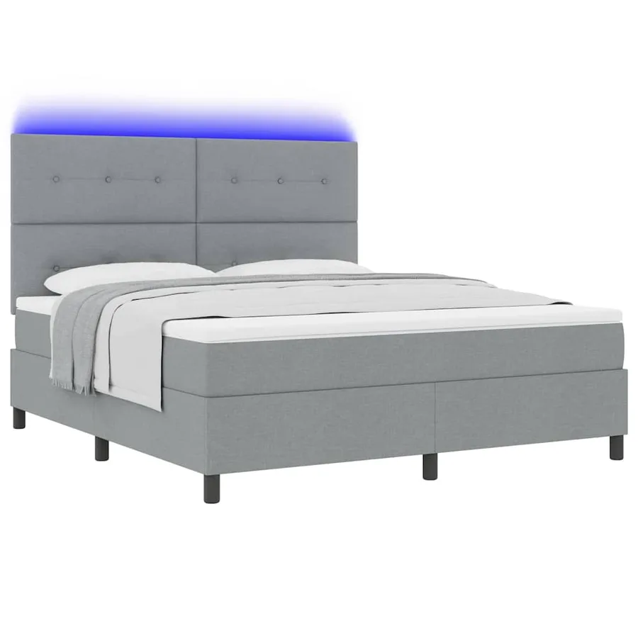 Lit à ressorts avec bandes LED Gris clair 180 x 200 cm tissu - 3