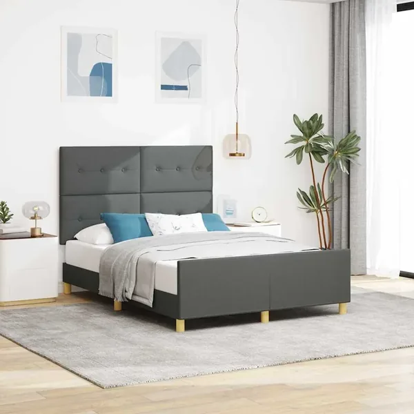 Cadre de lit avec tête de lit Gris foncé 160 x 200 cm tissu