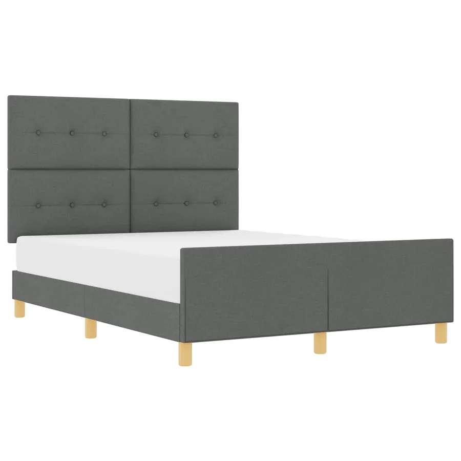 Cadre de lit avec tête de lit Gris foncé 160 x 200 cm tissu - 2