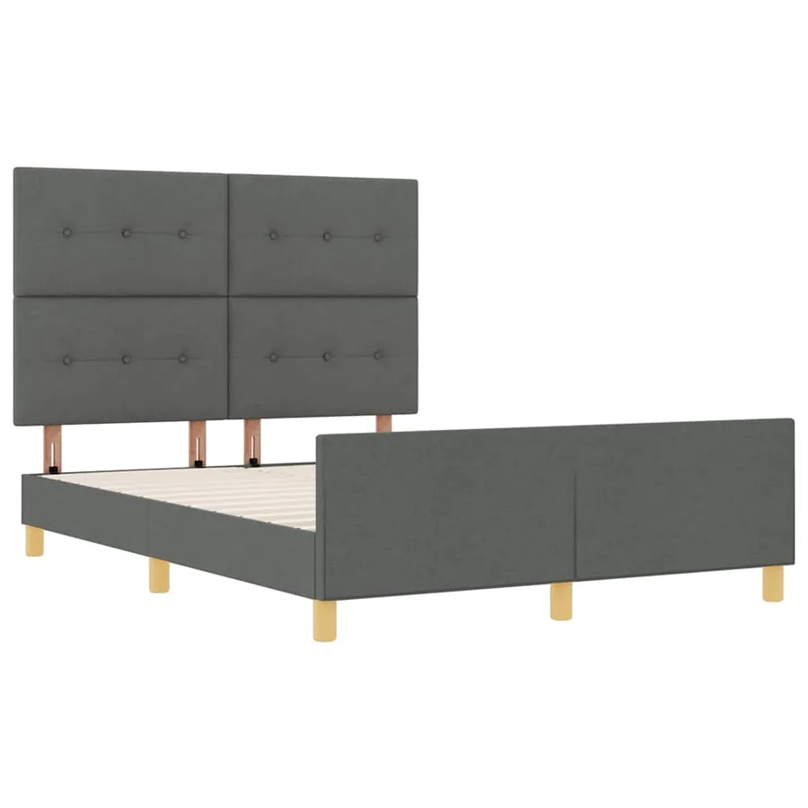 Cadre de lit avec tête de lit Gris foncé 160 x 200 cm tissu - 5