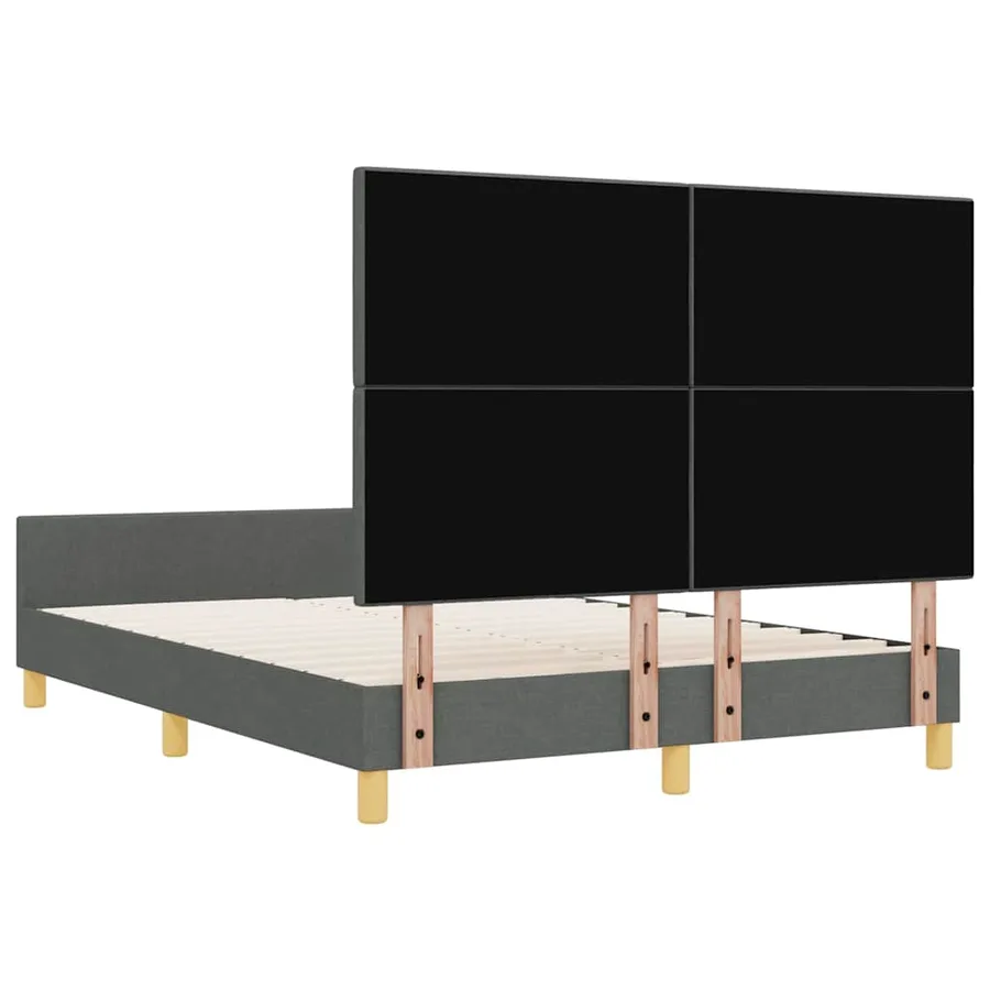 Cadre de lit avec tête de lit Gris foncé 160 x 200 cm tissu - 9