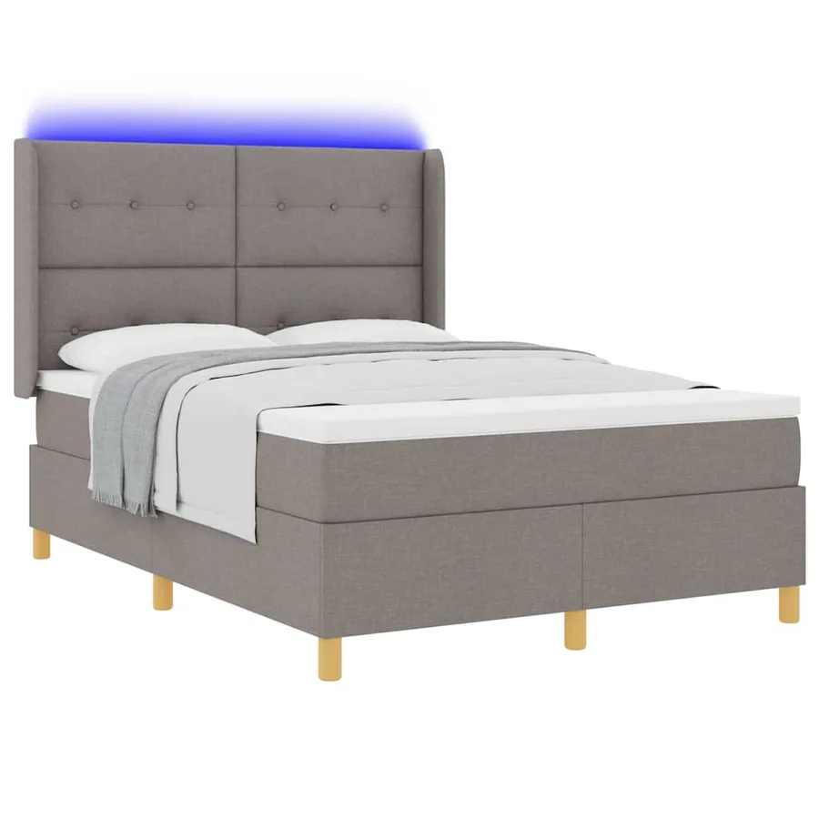 Lit à ressorts avec bandes LED Taupe 160 x 200 cm tissu - 3