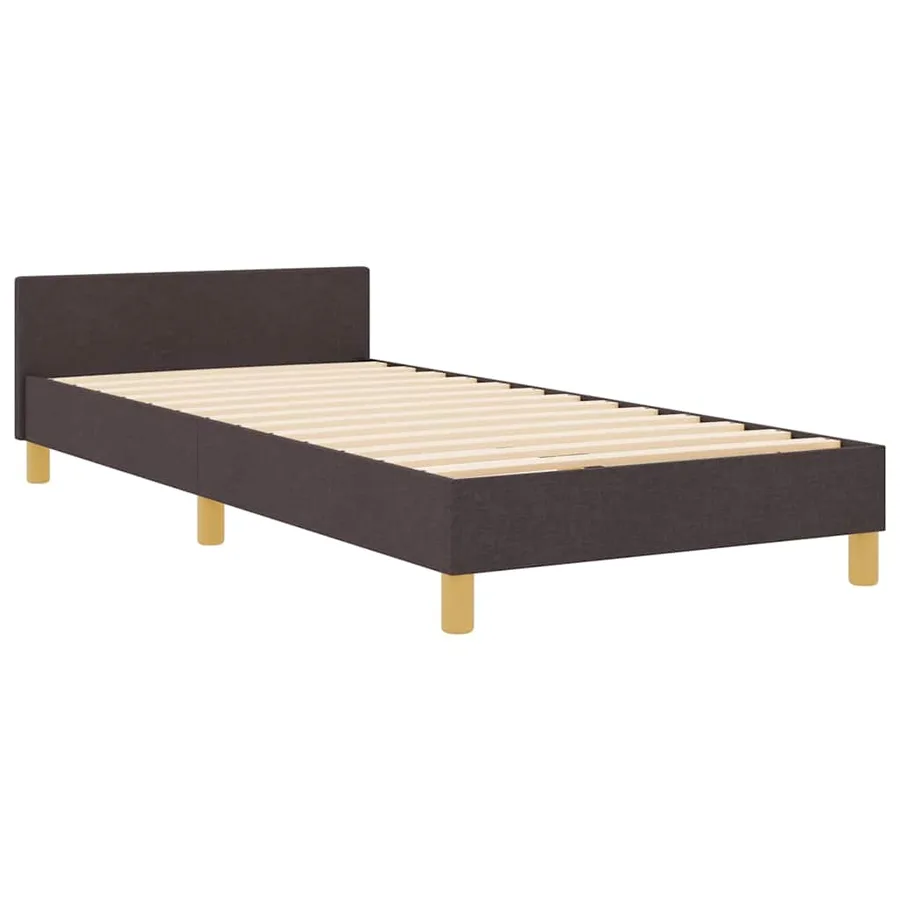 Cadre de lit avec tête de lit Marron foncé 90 x 200 cm tissu - 4