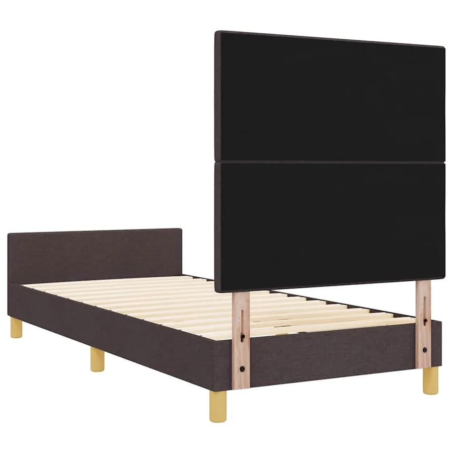 Cadre de lit avec tête de lit Marron foncé 90 x 200 cm tissu - 9