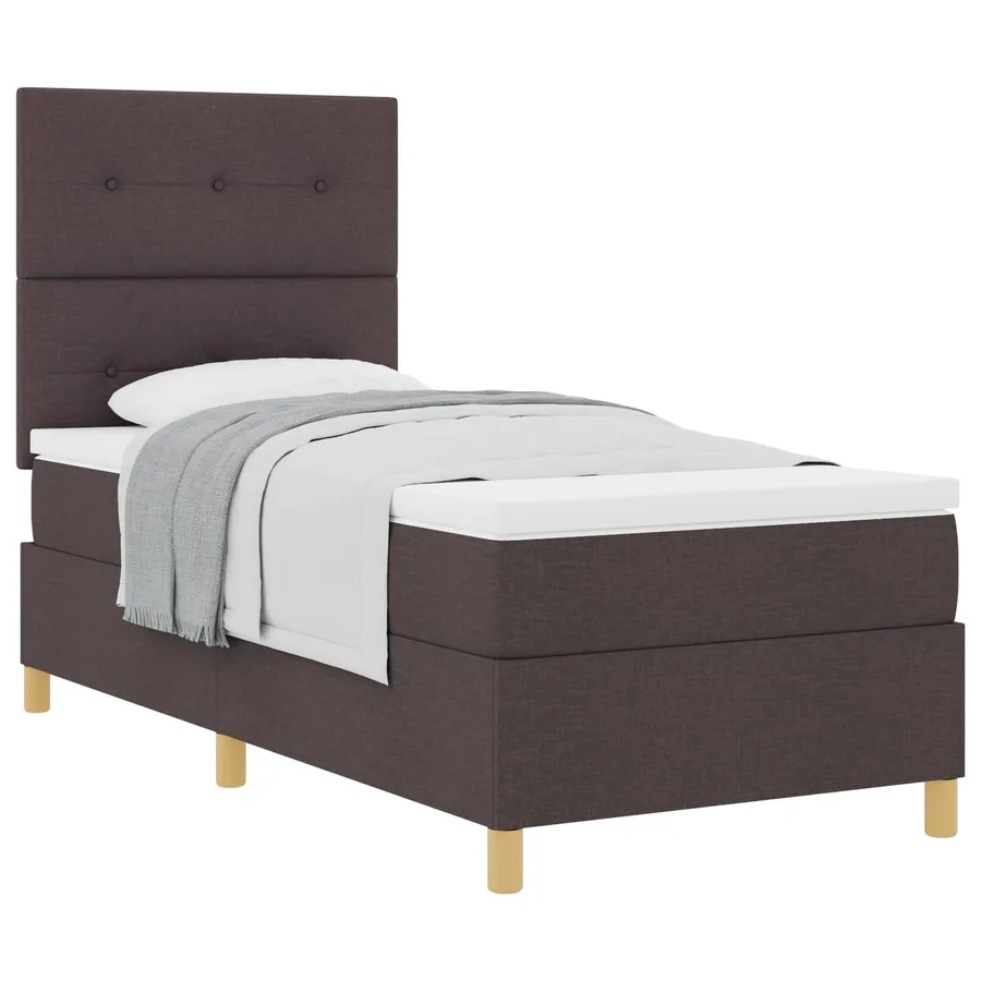 Lit à ressorts avec tête de lit Marron foncé 90 x 200 cm tissu - 2