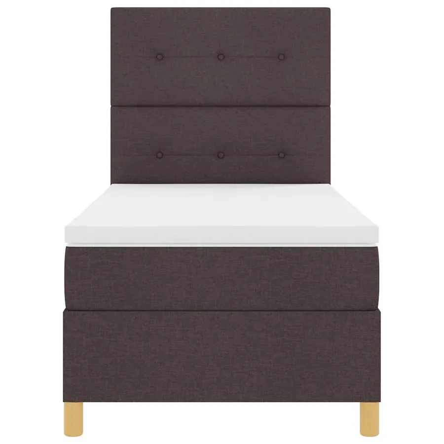 Lit à ressorts avec tête de lit Marron foncé 90 x 200 cm tissu - 7