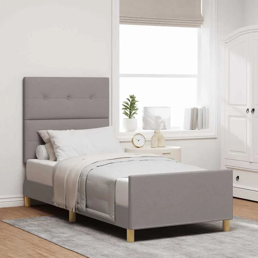 Cadre de lit avec tête de lit Taupe 80 x 200 cm tissu