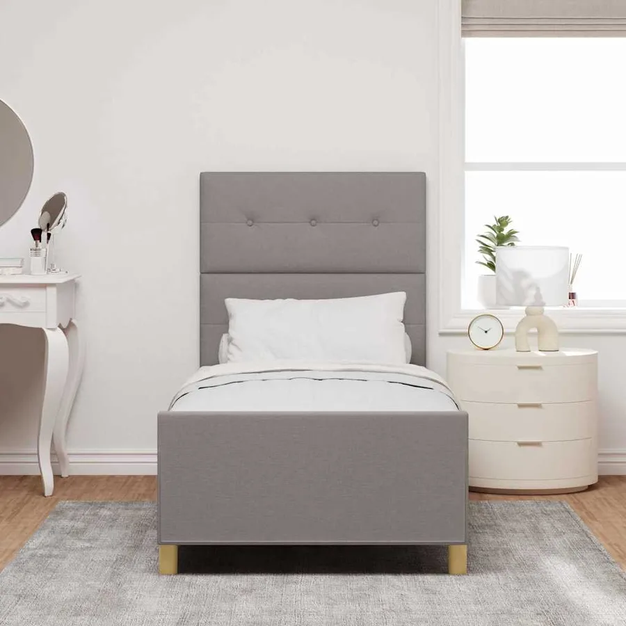 Cadre de lit avec tête de lit Taupe 80 x 200 cm tissu - 3