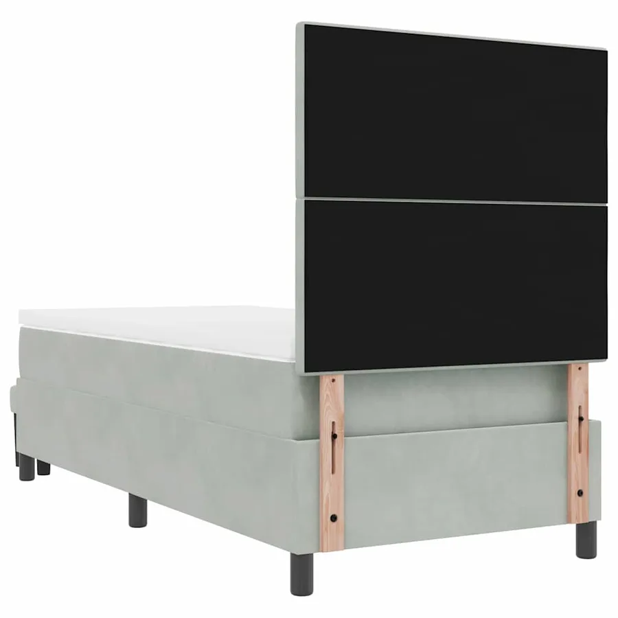Lit à ressorts avec tête de lit Gris clair 200 x 100 cm Velours - 10
