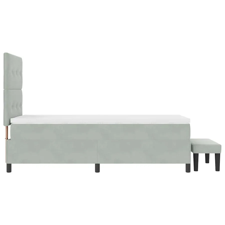 Lit à ressorts avec tête de lit Gris clair 200 x 100 cm Velours - 9