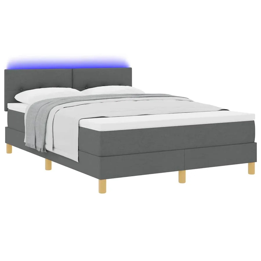Lit à ressort LED avec bandes LED Gris foncé 140 x 200 cm tissu - 3