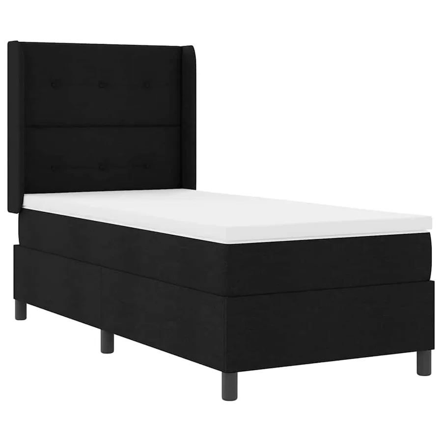 Lit à ressorts avec coussin Noir 200 x 90 cm tissu - 4