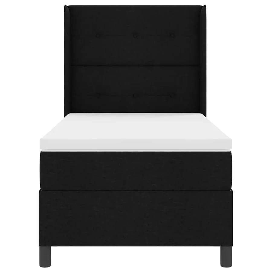 Lit à ressorts avec coussin Noir 200 x 90 cm tissu - 7