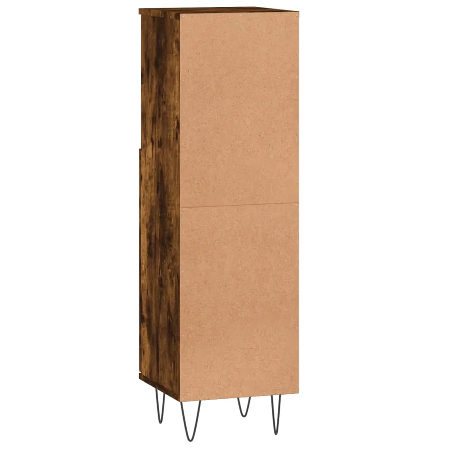 Armoire de bain chêne fumé 30x30x100 cm bois d'ingénierie - 8