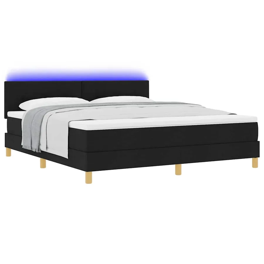 Lit à ressort LED avec bandes LED Noir 180 x 200 cm tissu - 3