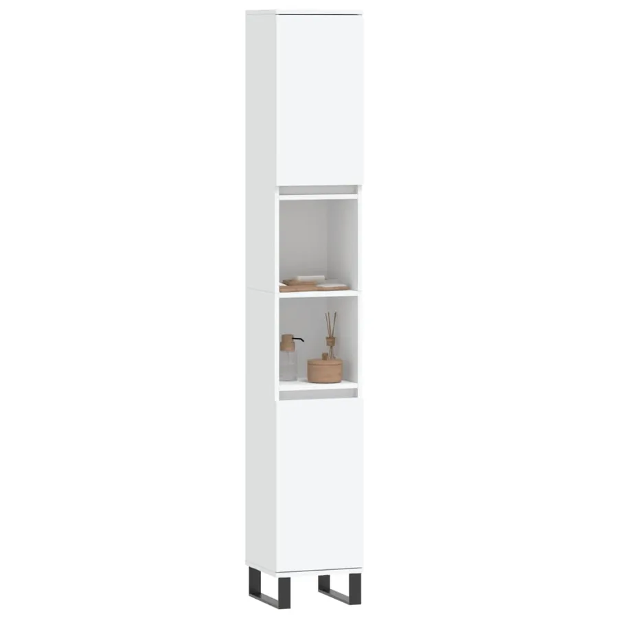 Armoire de salle de bain blanc 30x30x190 cm bois d'ingénierie - 3