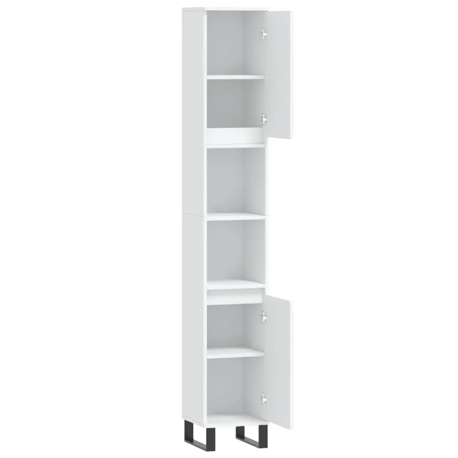 Armoire de salle de bain blanc 30x30x190 cm bois d'ingénierie - 6
